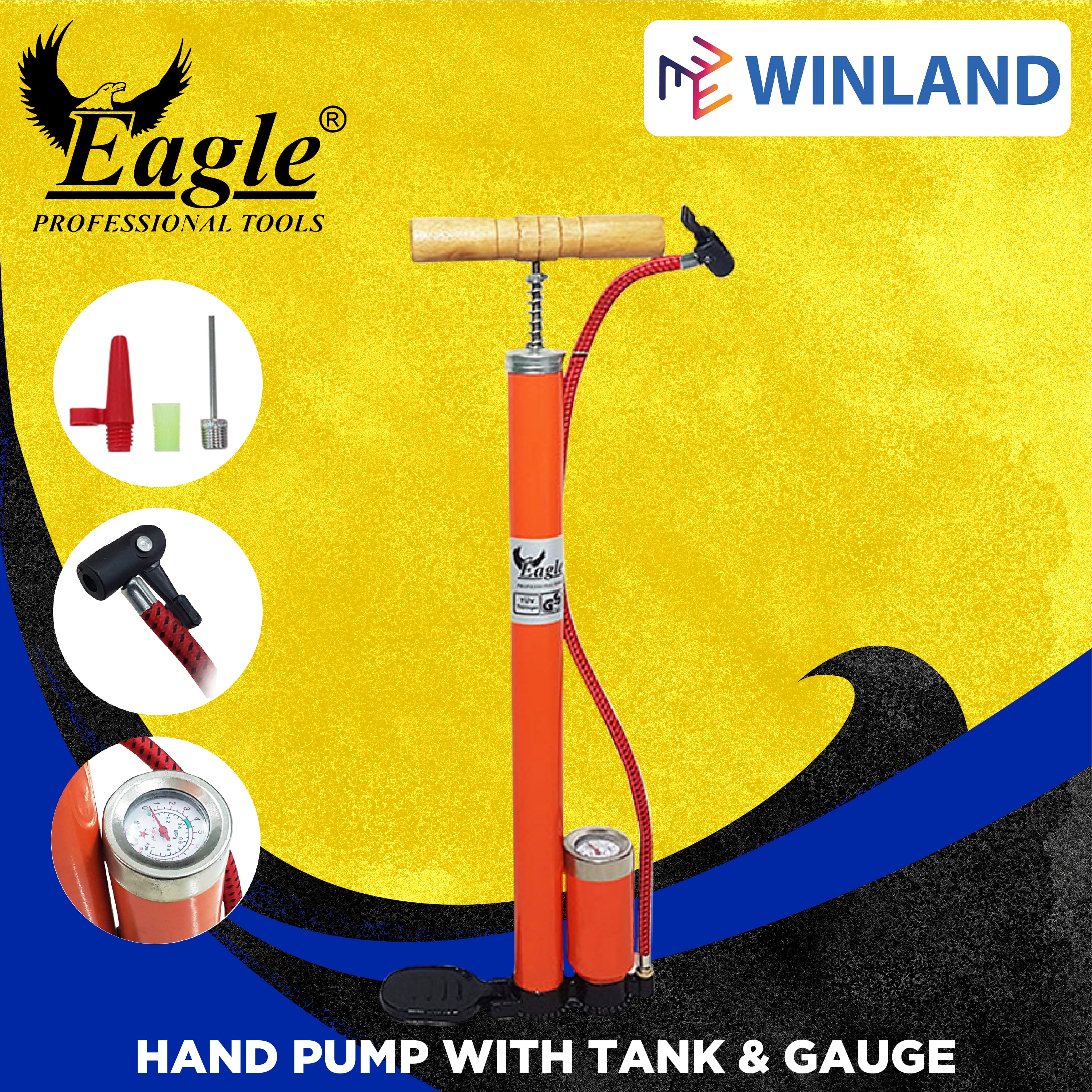 Eagle by Winland Professional Tools Hand Pump with Tank and Gauge
