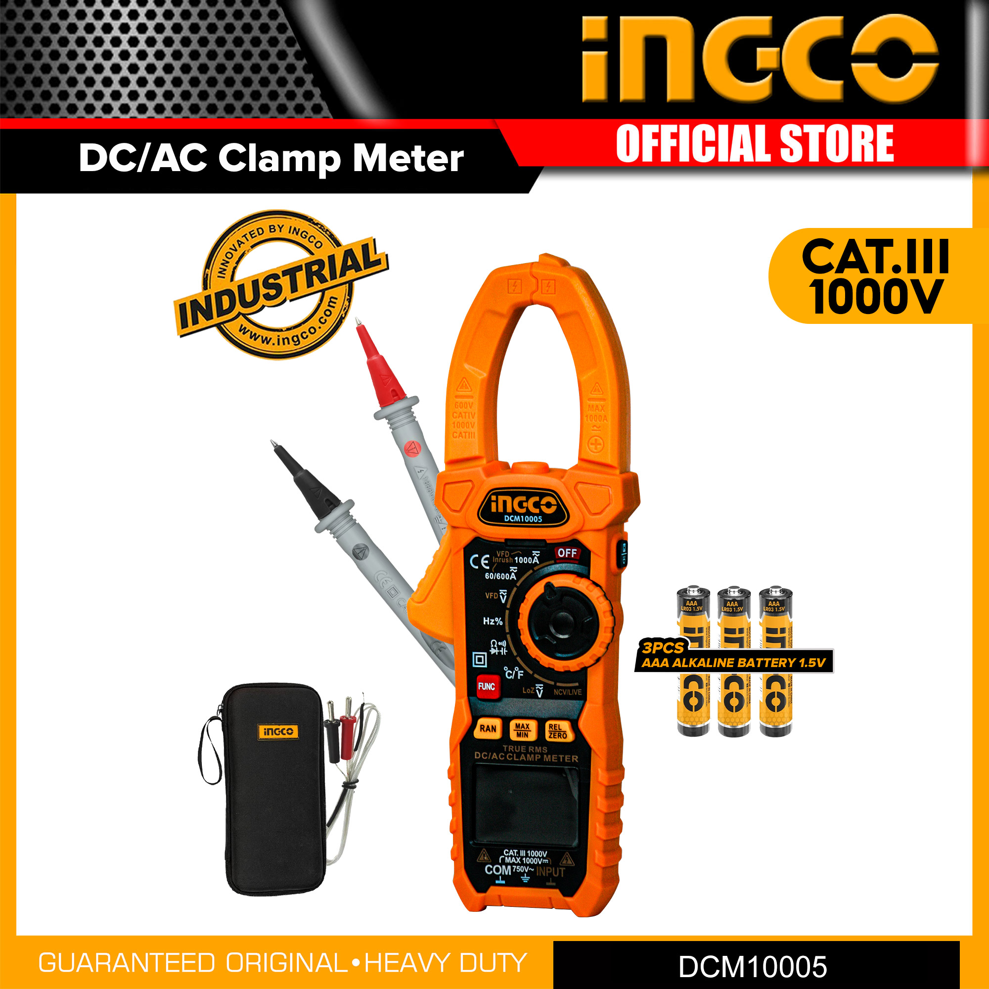 INGCO DC/AC Digital Clamp Volt Multimeter Meter Capacitance Resistance ...