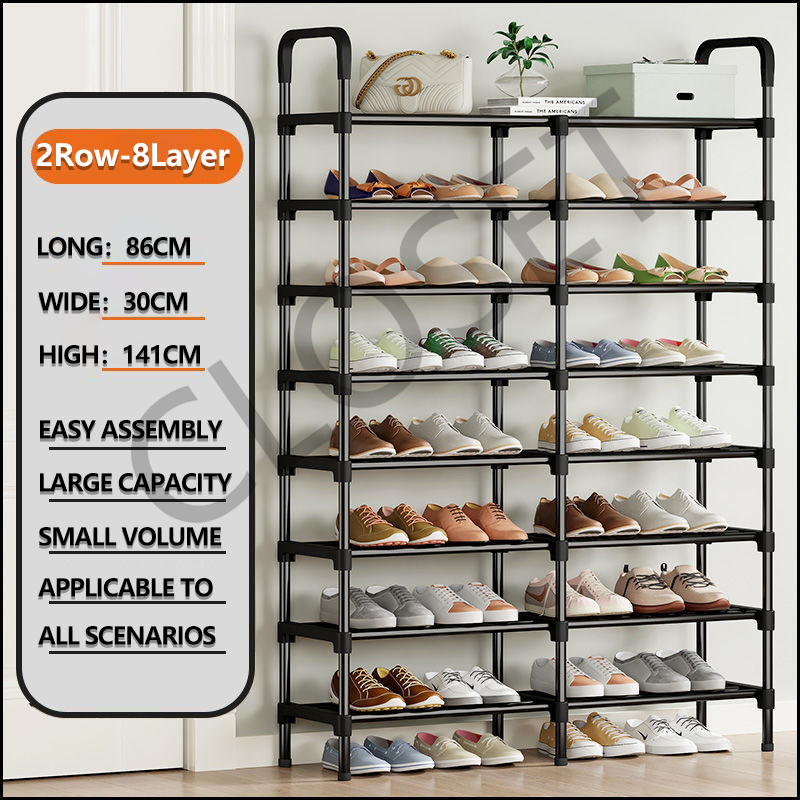 [CLOSET MALL]Double Rows Shoe Rack Storage Stand Assembly Dormitory ...