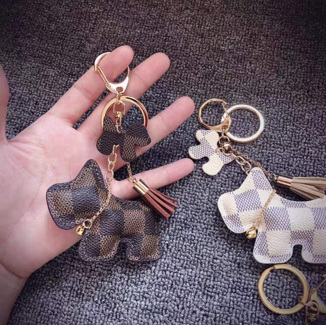 Cute Bear Dog Leather Tassel Key Ring Car Bag Mini Charm Keychain