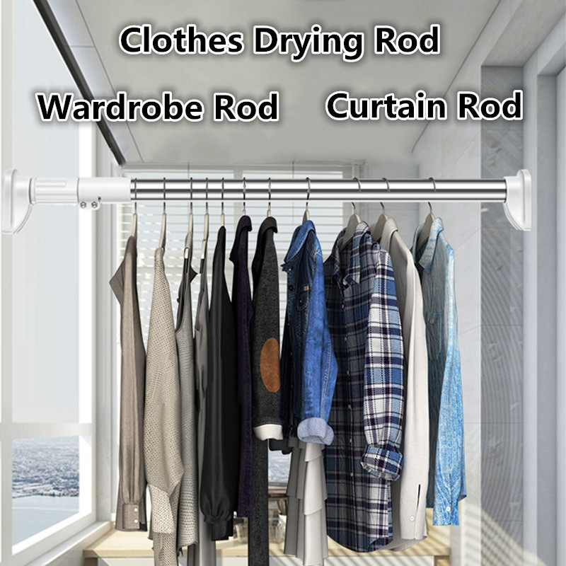 55 230cm Adjustable Curtain Rod Clothes, Can You Use A Curtain Rod To Hang Clothes