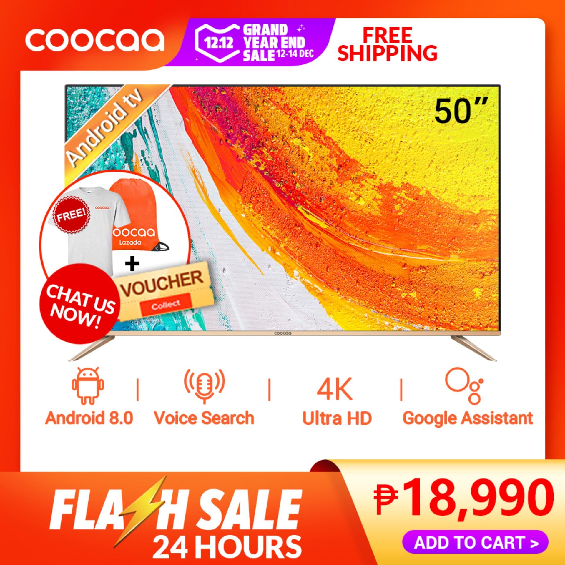 COOCAA 50 Inch 4K Android Smart LED TV - Slim Wifi Ultra HD With Bracket chromecast (Model 50S5G)