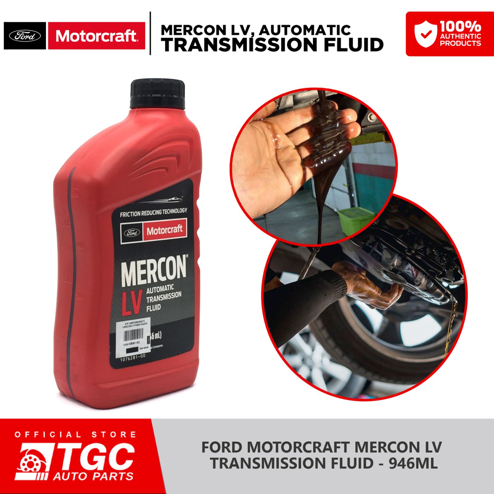 Motorcraft Mercon LV Automatic Transmission Fluid ( ATF ) and Powersteering  Fluid 1 qt ( 1 Quart )