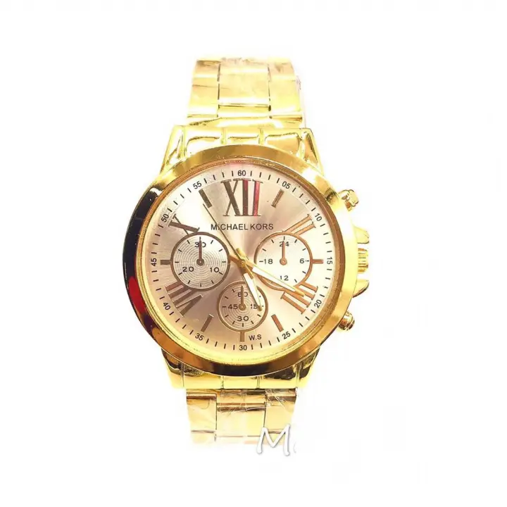 gold metal watch