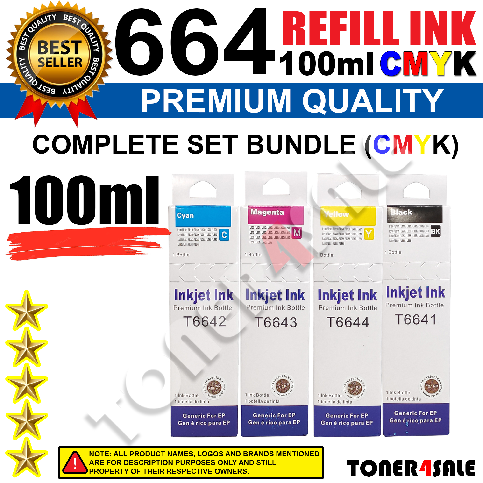 100ml Epson 664 t664 ink refill compatible for epson L120 L121 L210 ...