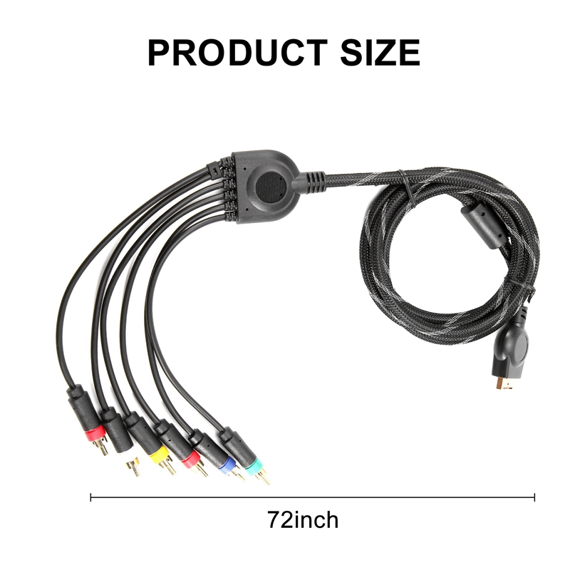 Suitable for PS2/PS3 Component Cable 1.8M Suitable for PS 2/3 High Resolution Game Cable Accessories