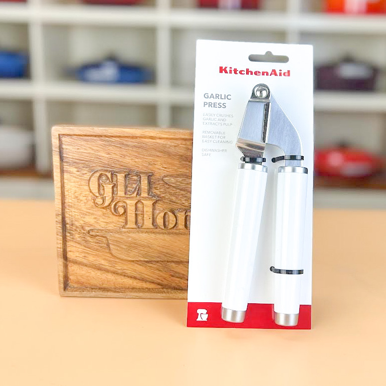 KitchenAid Authentic/Original Stainless Steel Garlic Press (White, Red