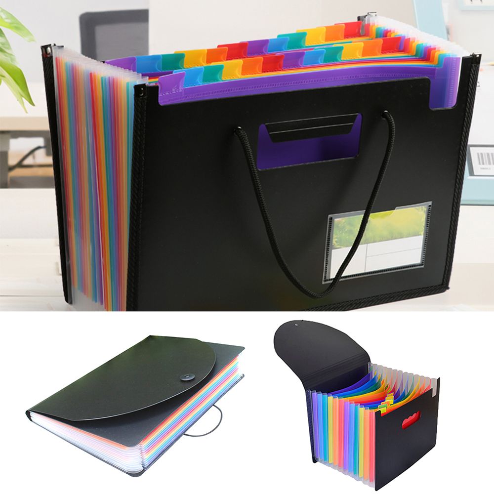 MMLUCK Large-capacity Desk Storage Waterproof Ticket Holder Documents Holder 13 Pocket Office Supplies Rainbows School Document Organizer Information book A4 Paper Folder A4 Organ Bag