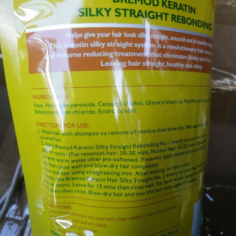 BREMOD KERATIN SILKY STRAIGHT REBONDING Hair straightening cream hair