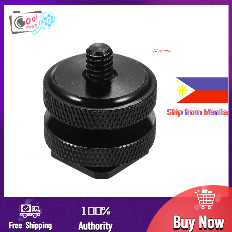 1/4 Thread Tripod Screw Double Nut Flash Mount Adapter Speedlite