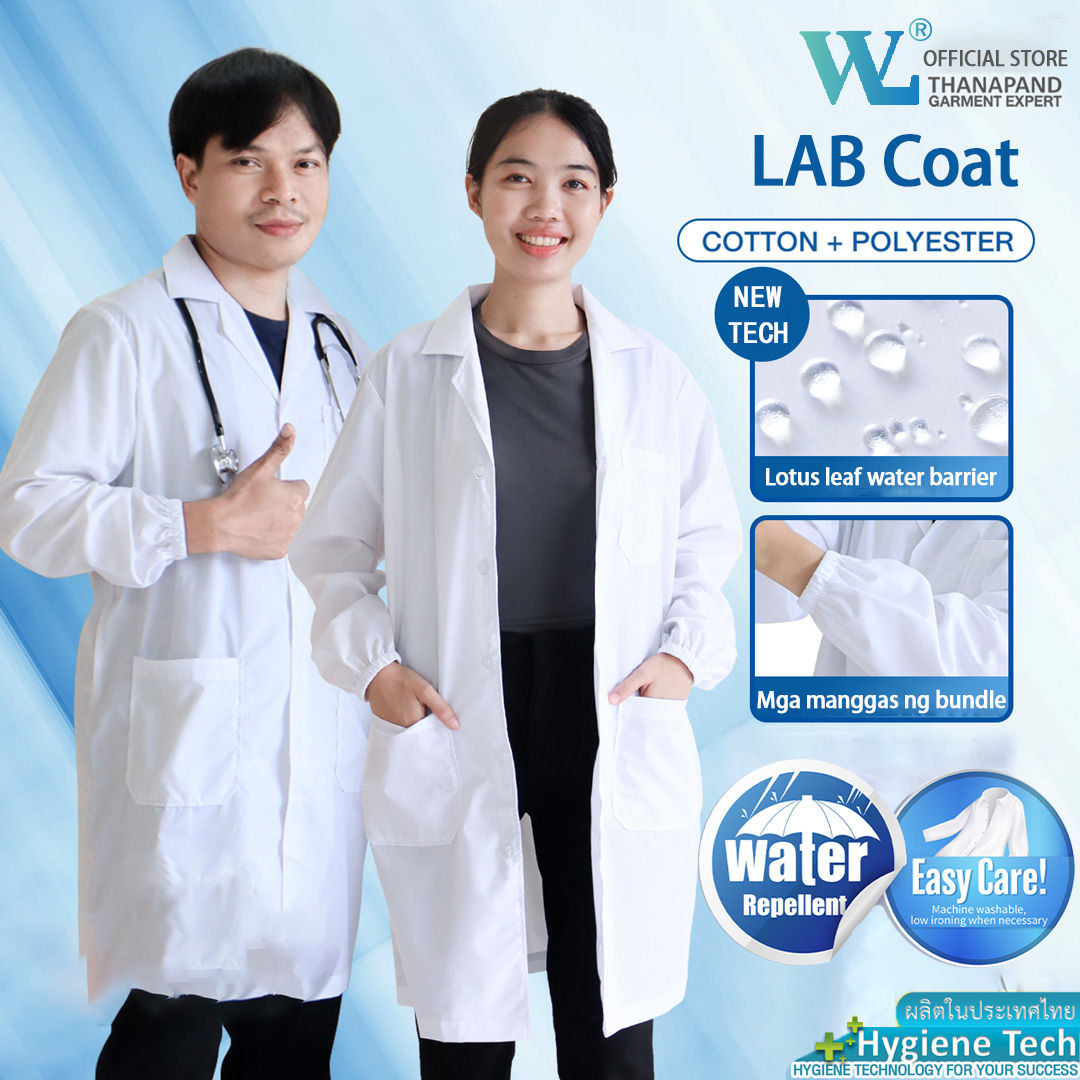 WL Lab Gown Lab Coat For Students Laboratory Long Drawstring Sleeves