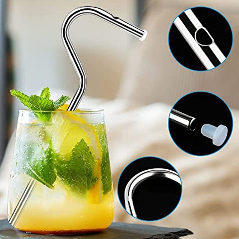 Anti Wrinkle Straw Reusable Glass Drinking Straw Flute Style Design Curved  No Wrinkle Prevent Wrinkles Sideways Straw