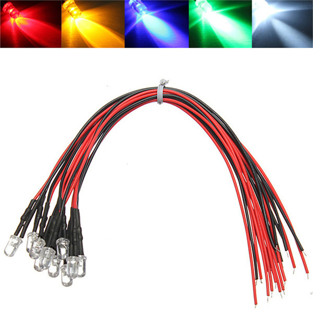 Blinking 5mm 12V Colorful Light Emit LED Wired Diode