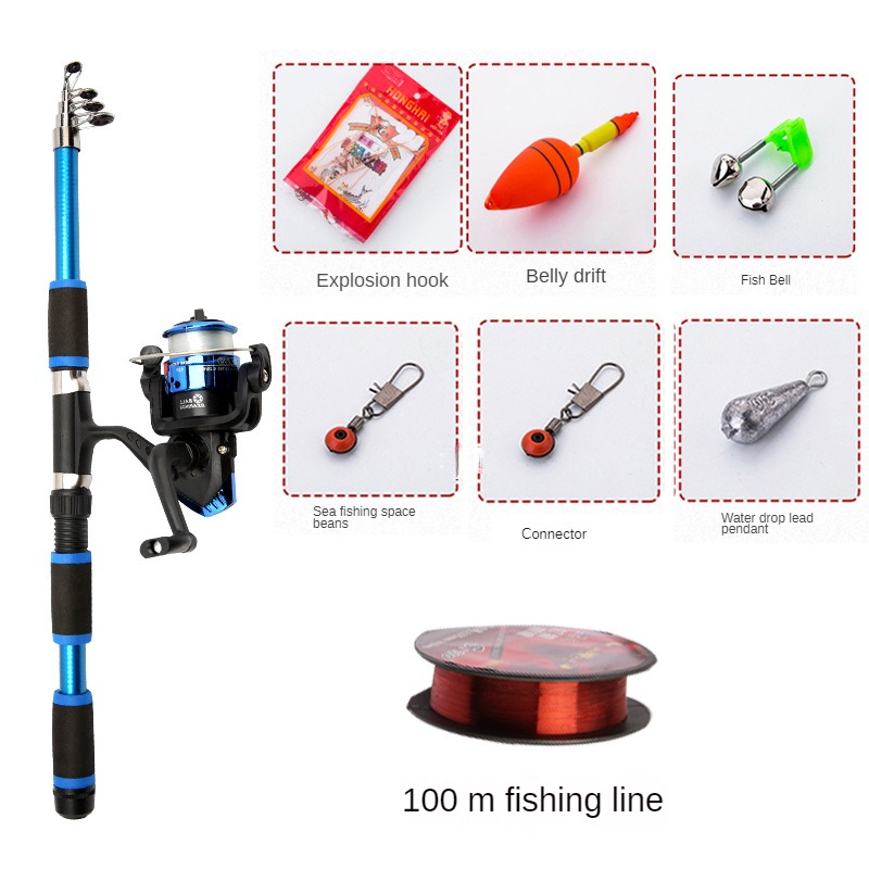 Fishing Rod and Reel Set Fishing Rods Set Full Set Fish rods 1.8m  Telesscopic Fishing Rod Set River Fishing Sea Fishing