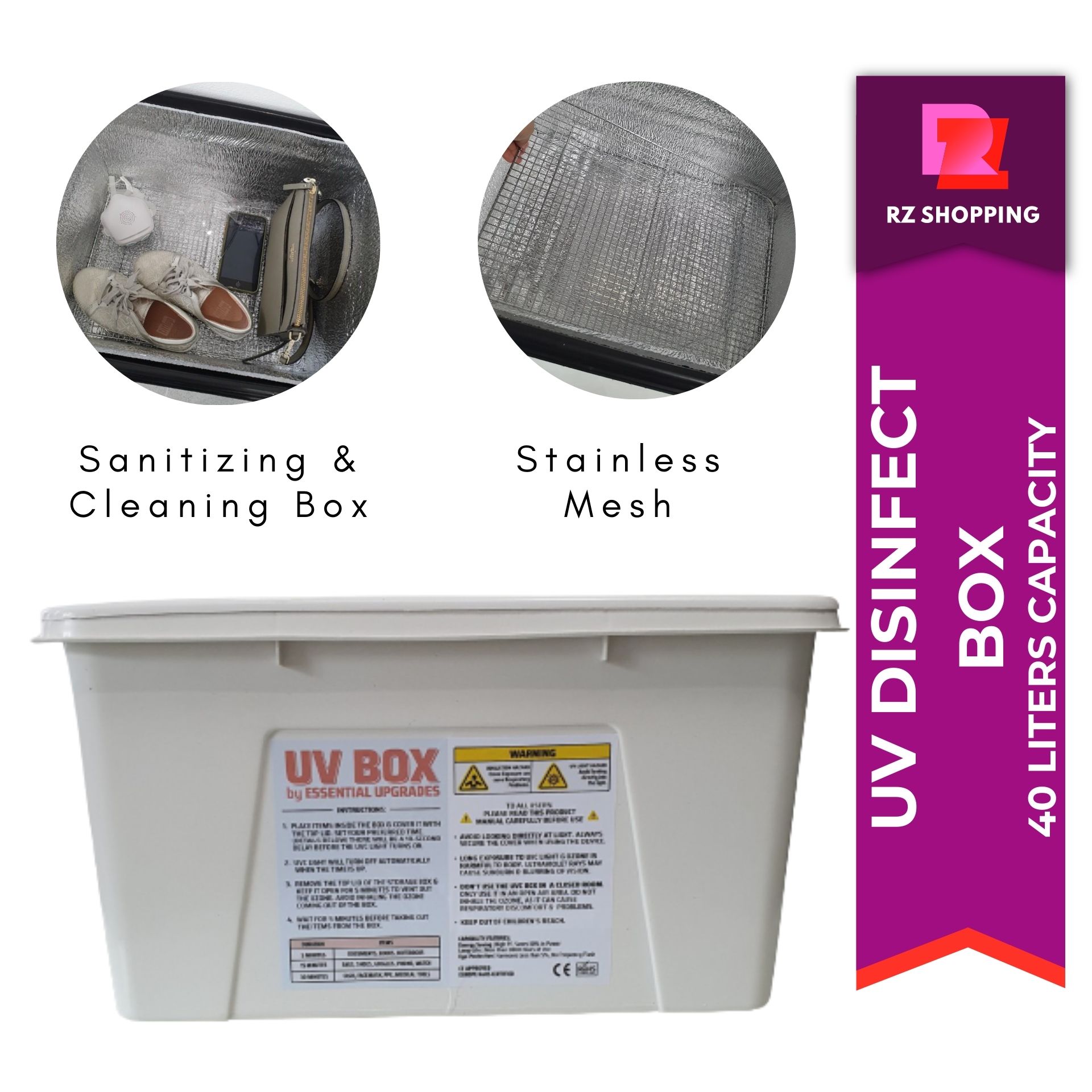 UV Disinfect Box with Stainless Mesh Bottom,UV Sanitizing and Cleaning