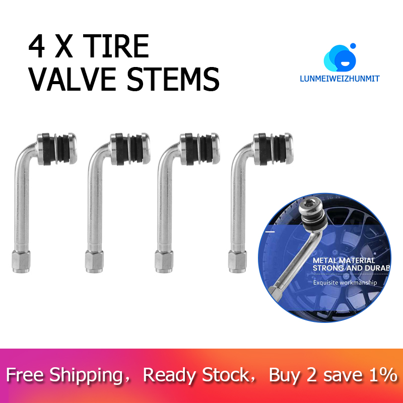 4Pcs/Lot YPQZW90DY6 7.15CM 2.5 Chrome Tire Valve Stems 90 Degree