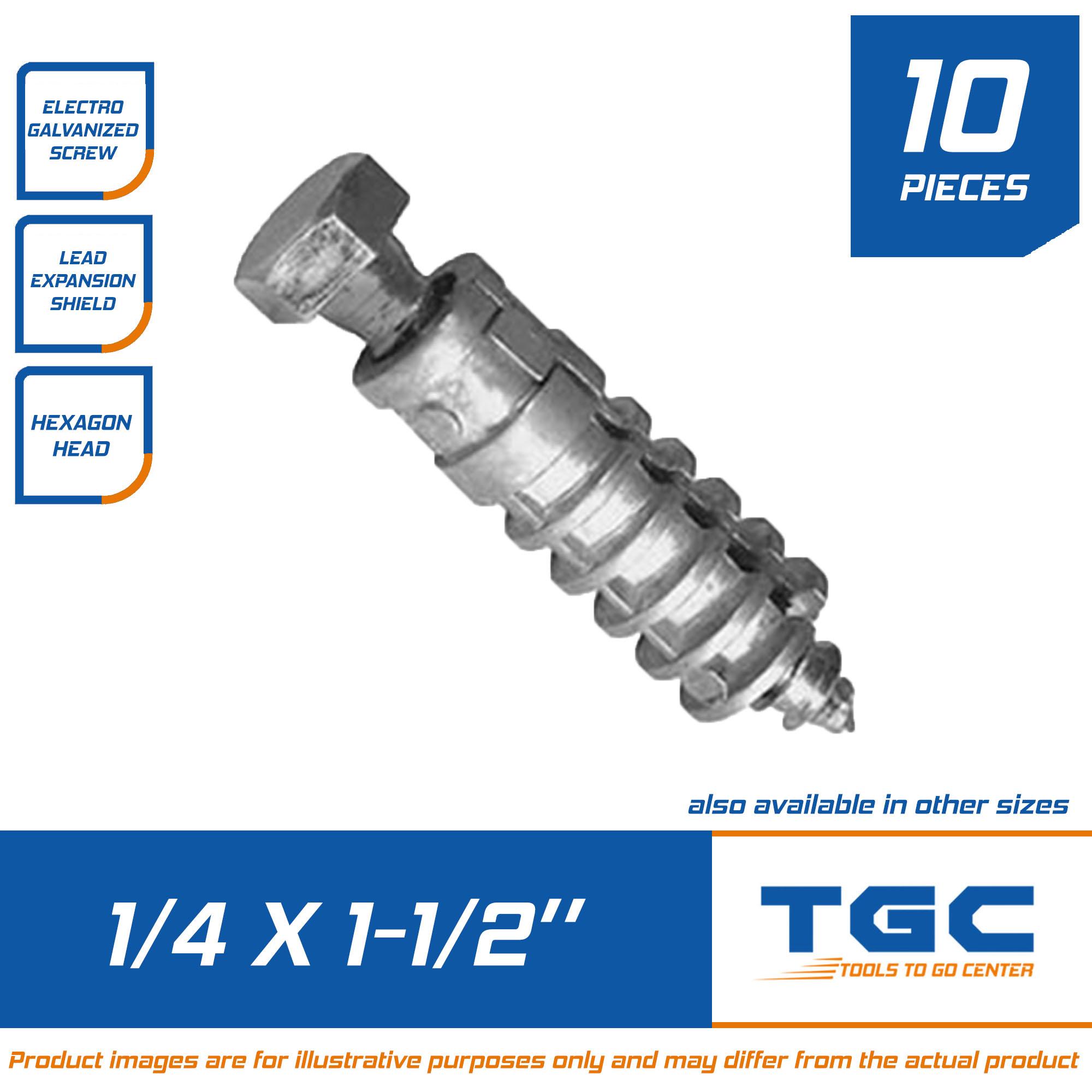 10-pcs-1-4-x-1-1-2-inches-lag-screw-with-expansion-shield-galvanized