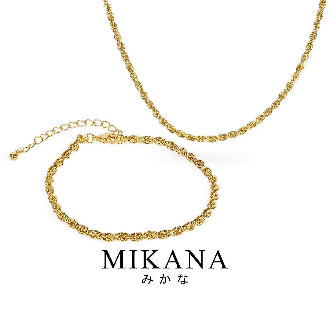 Mikana 14k Gold Plated Classic Rope Chain Jewelry Set Accessories ...