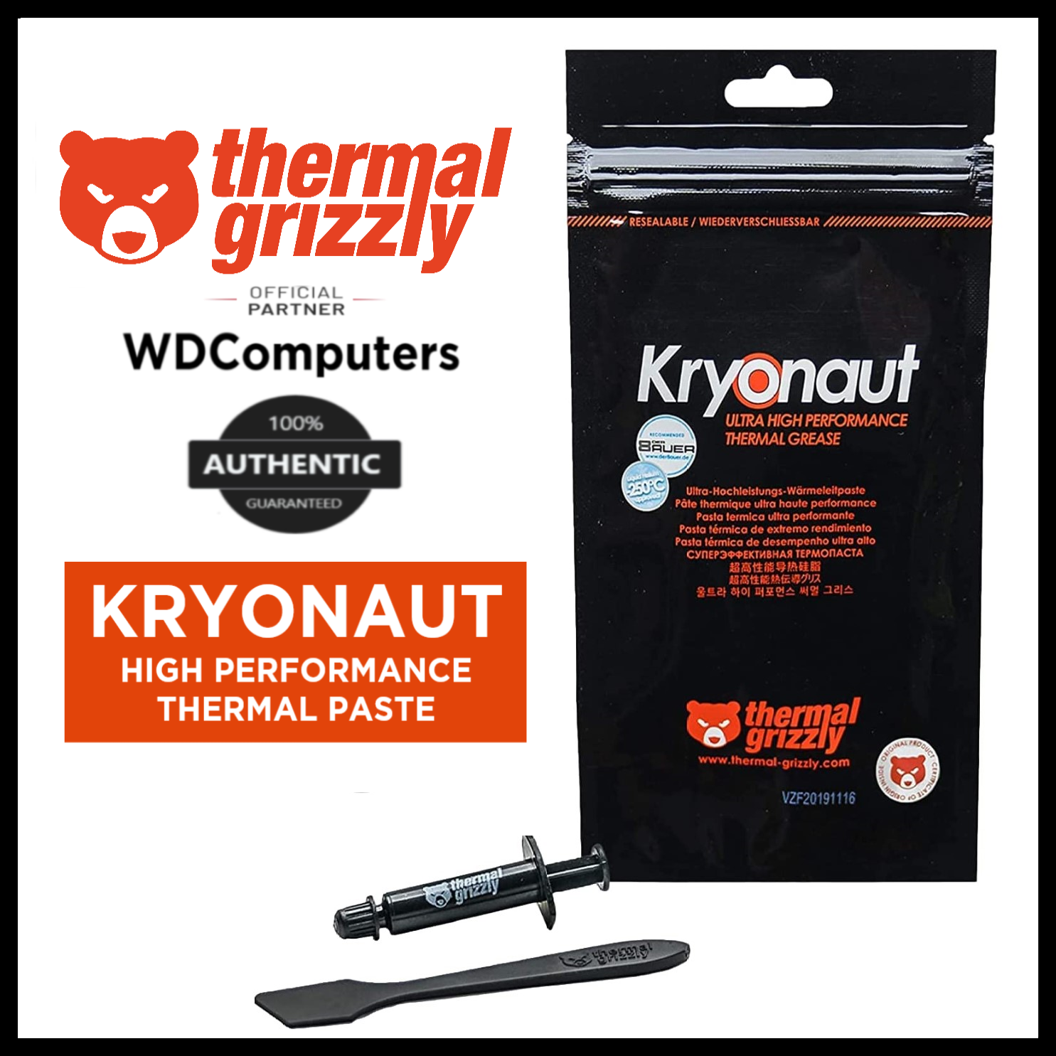 Thermal Grizzly - Kryonaut - 5.55 Gram/1.5 ml - Extremly High Performance  Thermal Paste - for Demanding Applications and Overclocking