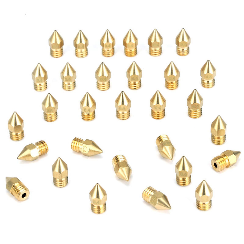 MMOBIEL 10 Pcs 0.2mm Brass MK8 3D Printer Nozzles Extruder Compatible With Creality Ender 3