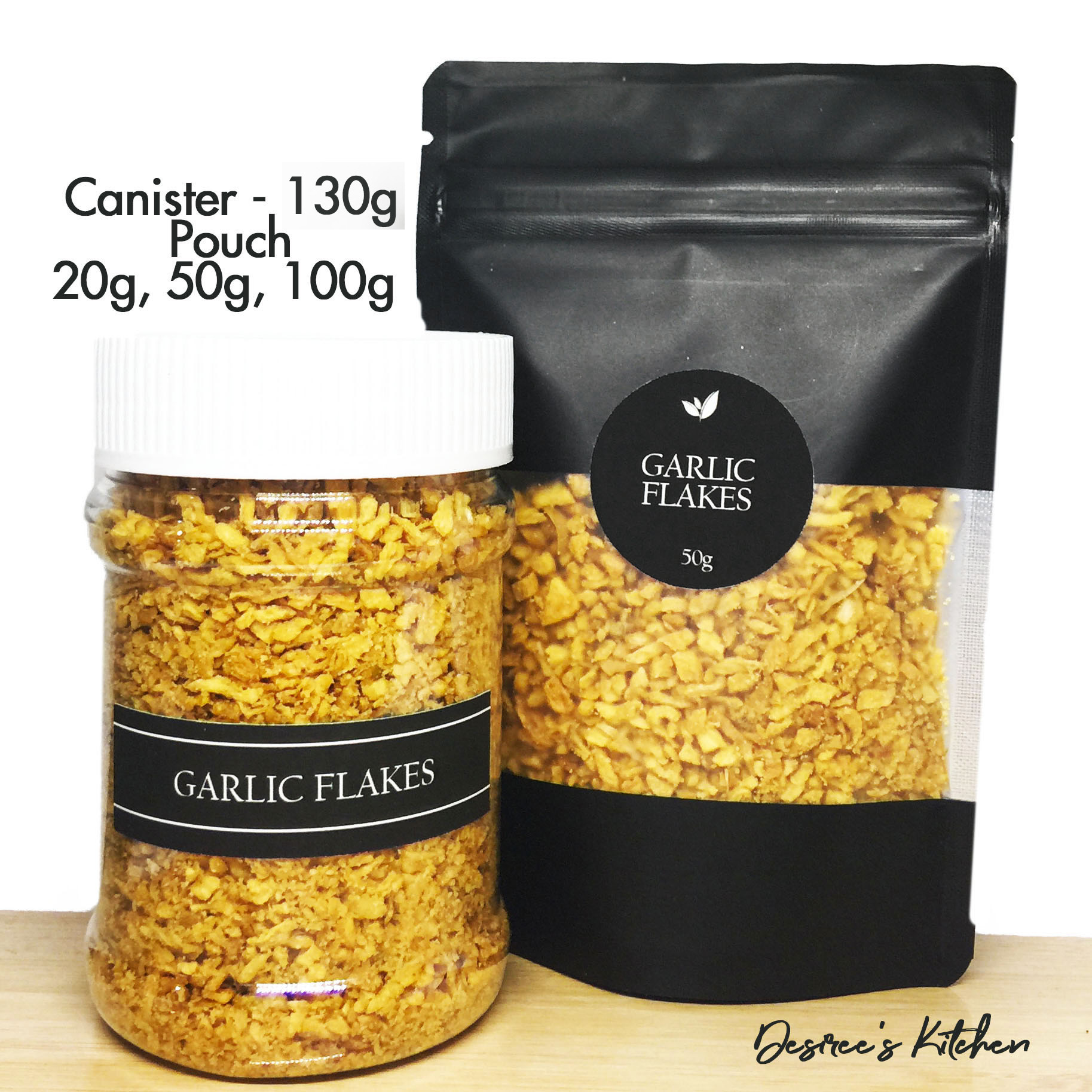 Fried Garlic Flakes in Stackable Canister/StandUp Pouch Premium