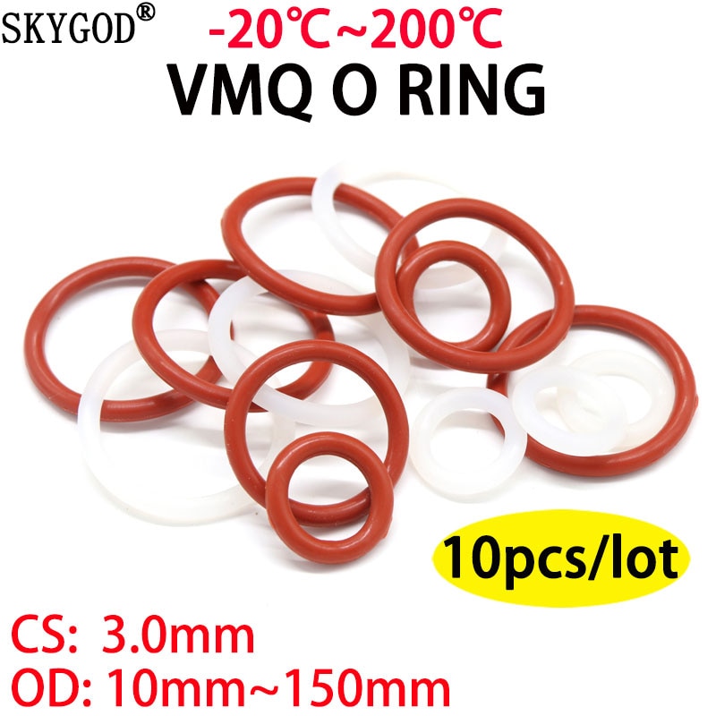45-200mm OD Silicone O-Ring 3.1mm Thick VMQ Seal Ring Sealing Gasket Red 10/50pc 