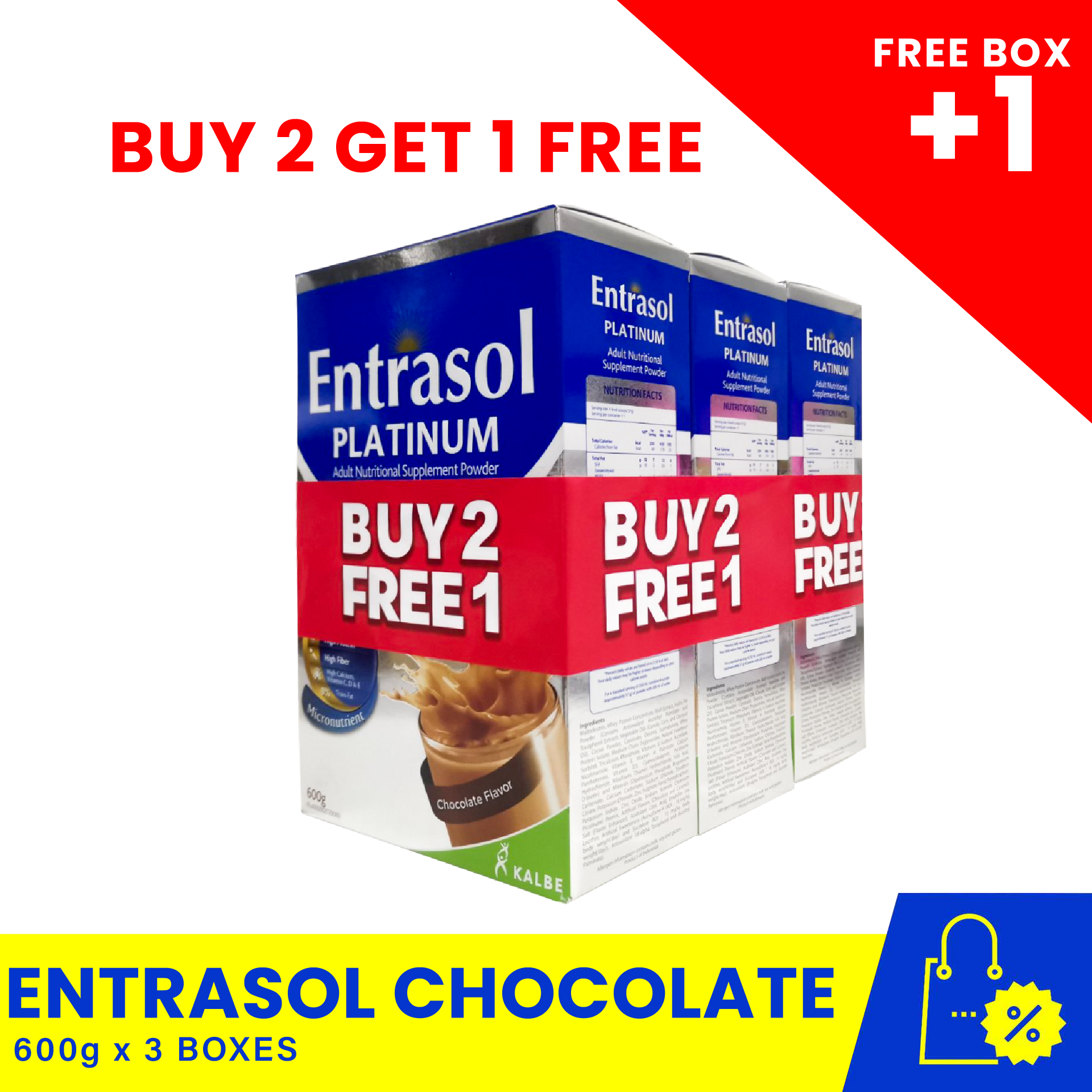 BUY 2 TAKE 1 ENTRASOL Chocolate 600g, meal replacement milk, ready to