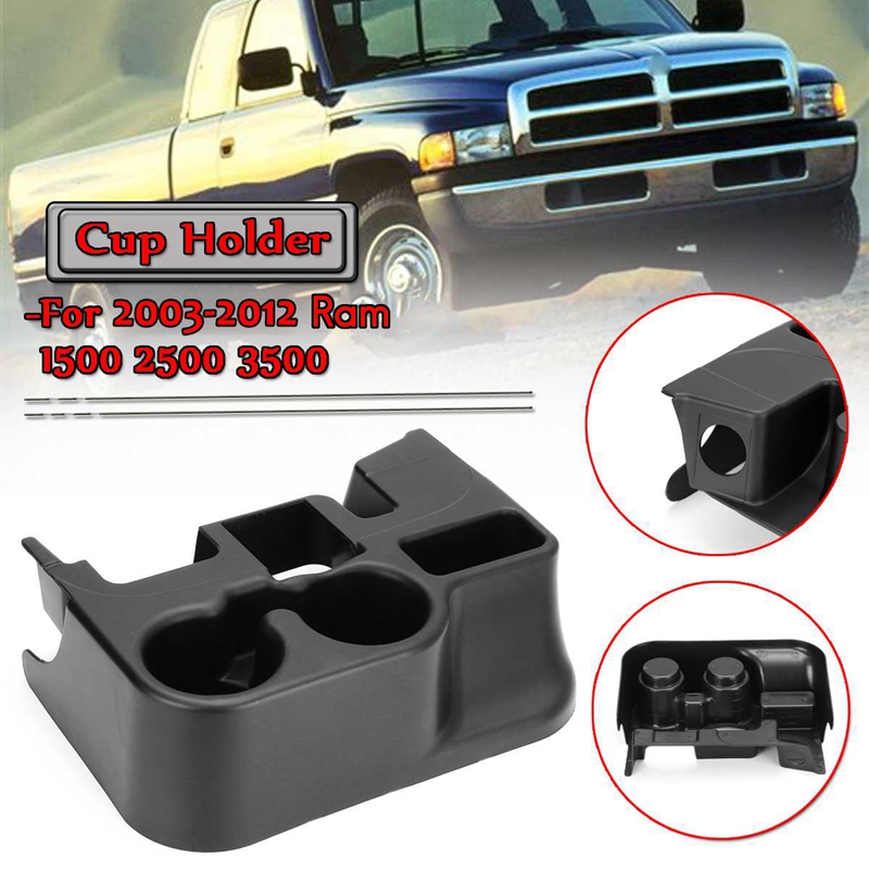 Car Center Console Armrest Water Cup Drinks Holders Cup Holder Storage Box for Dodge Ram 1500 2500 3500 2003-2012 Black