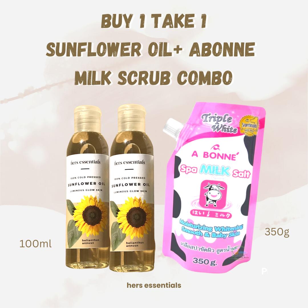 Whitening Bundle 2pcs Sunflower Oil and 1pc Abonne Milk Scrub Lazada PH