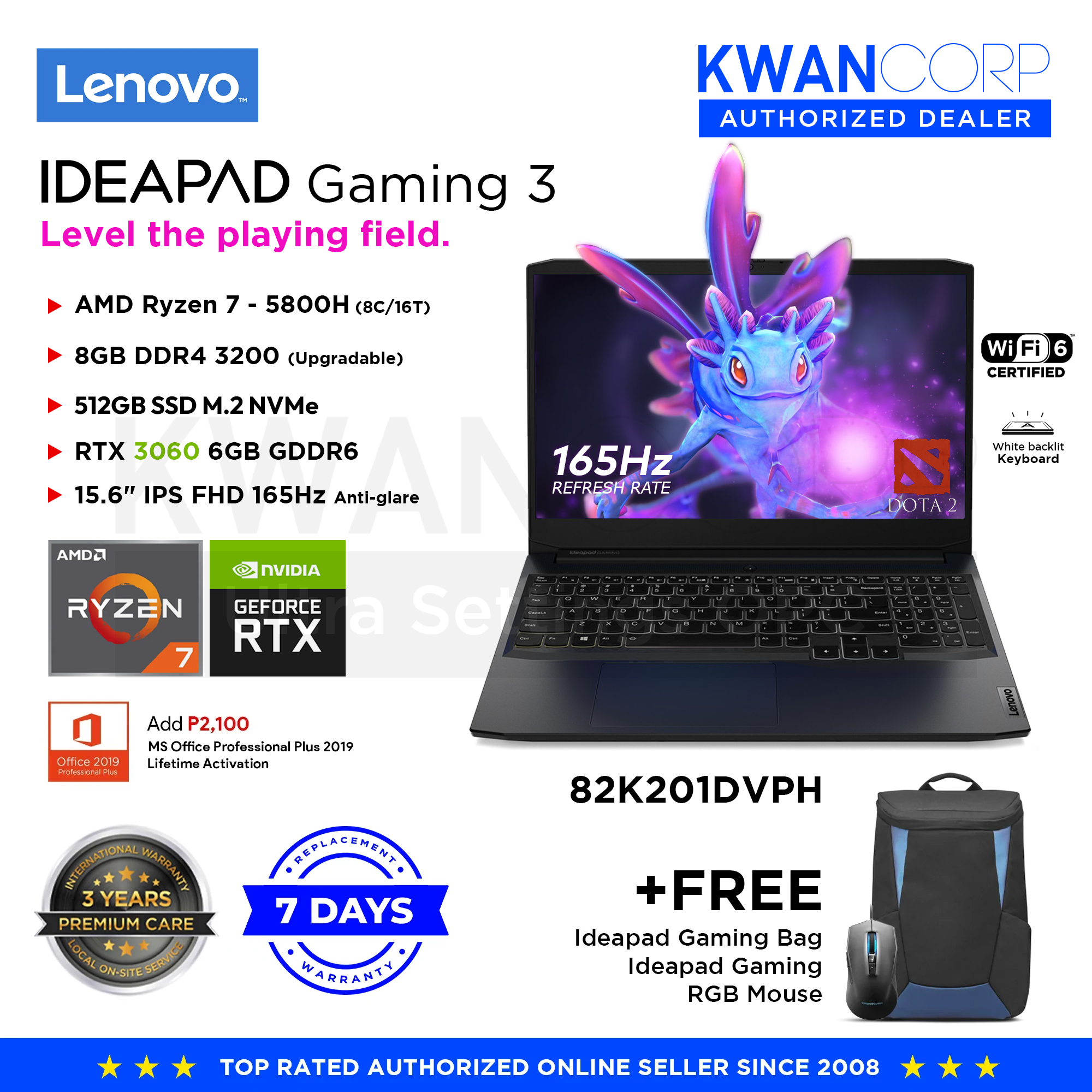 Lenovo IdeaPad Gaming 3 82K201DVPH AMD Ryzen 7 5800H RTX 3050 4GB 512GB