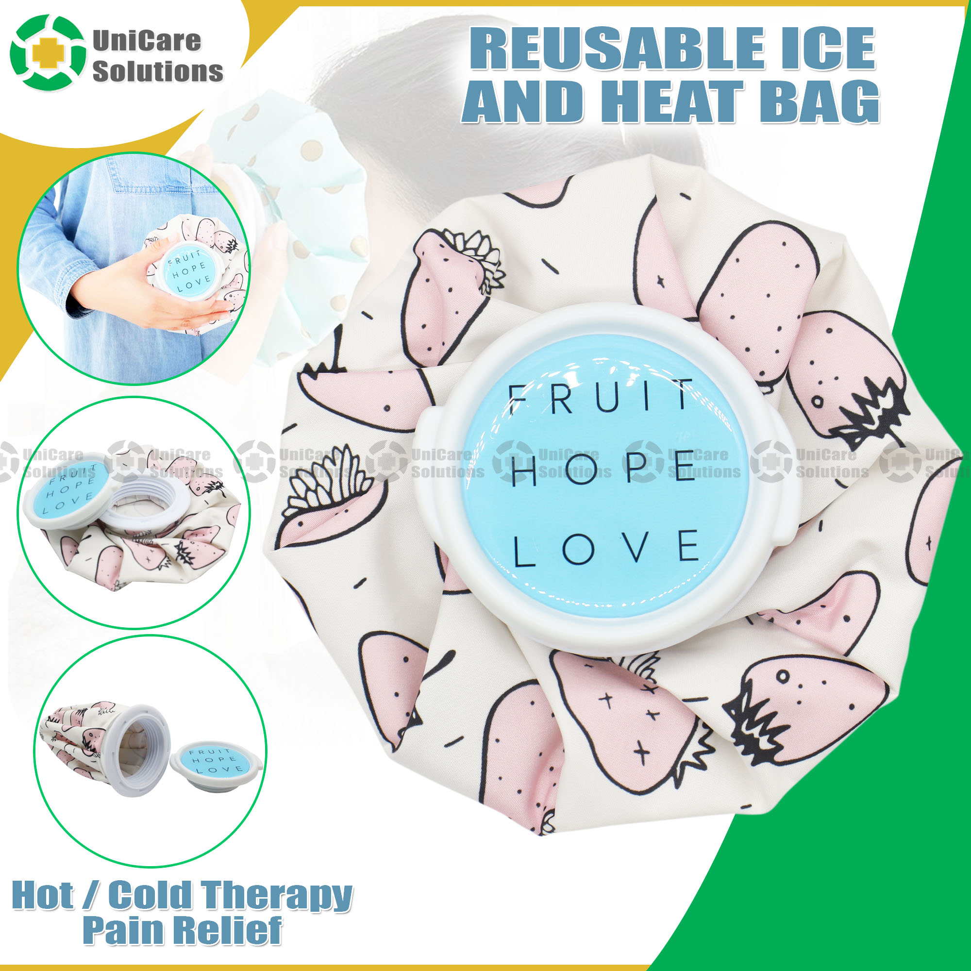 UniCare Solutions Reusable Ice and Heat Bag Cup Cold Therapy Pain