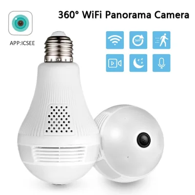 CCTV IP Panorama Camera H-220L 360 Degree Spy Light Bulb Wifi 1080P Easy to achieve real time remote viewing wireless Full control COD ICSEE APP