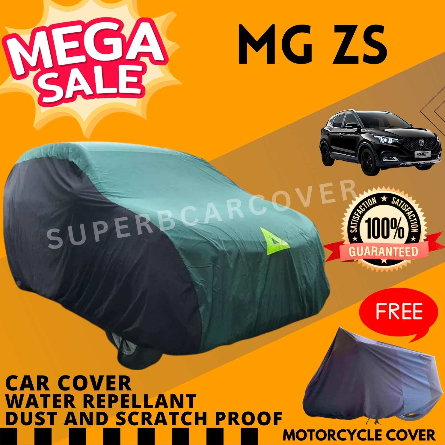 MG ZS HIGH QUALITY CAR COVER - WATER REPELLANT, AND DUST PROOF - WITH FREE MOTOR  COVER