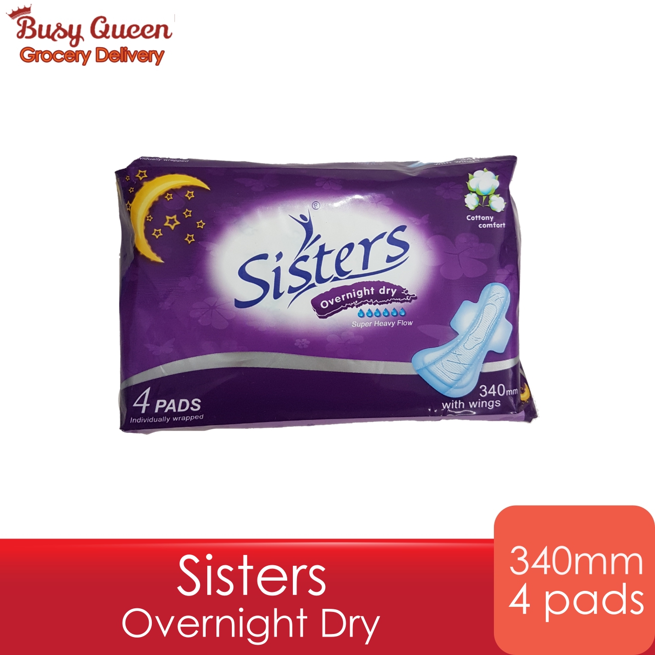 Sisters Sanitary Pads Overnight Dry 4 pads with wings 340mm | Lazada PH