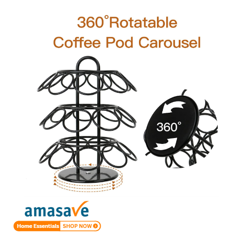 𝗔𝗠𝗔𝗦𝗔𝗩𝗘 Coffee Rack Stand Pod Capsule Holder [Black, 27 Capsules, Dolce