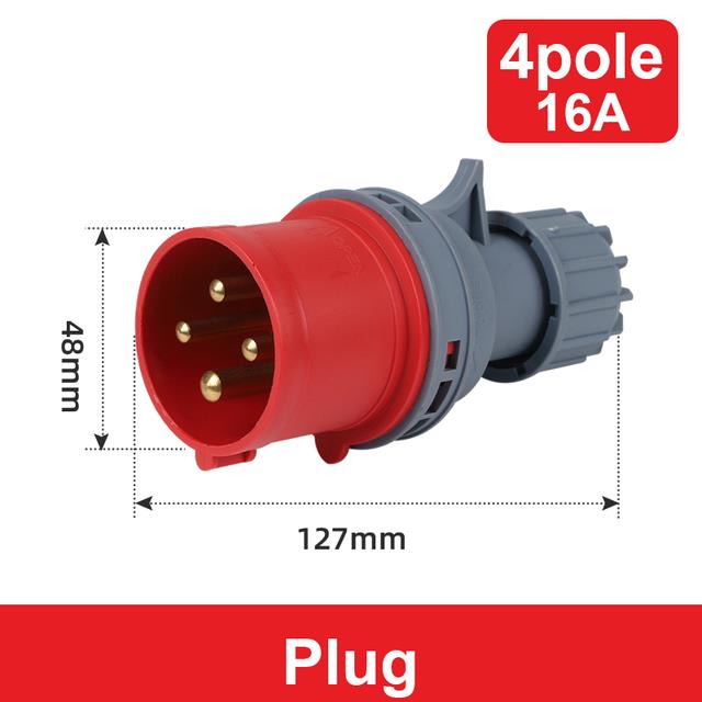 4pole 16a Industrial Male Female Plug Electrical Wall Mounted Panel Socket Coupler Connector 6493