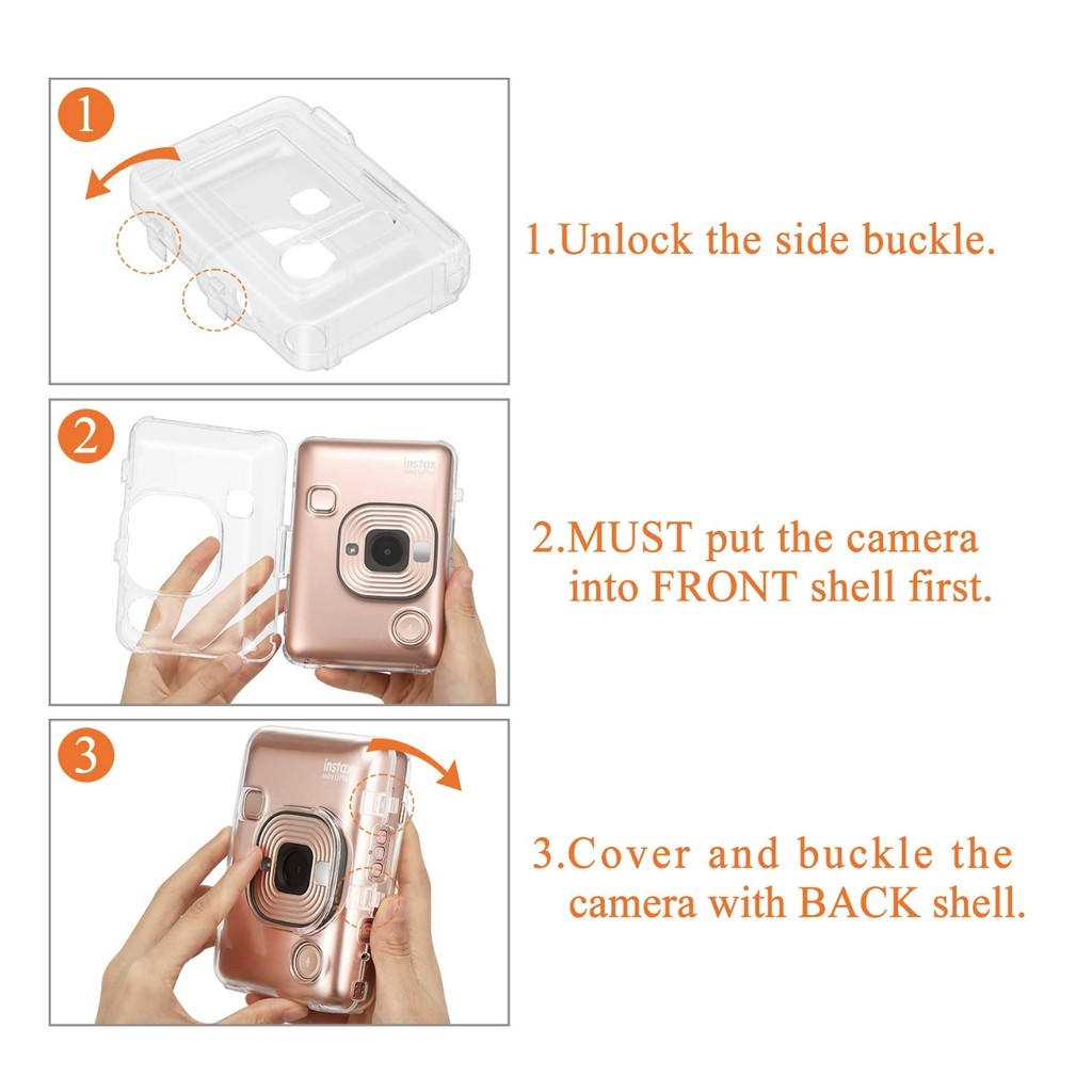 INSTAXTIC Clear Plastic Case for Fujifilm Instax Mini LIPLAY Hybrid