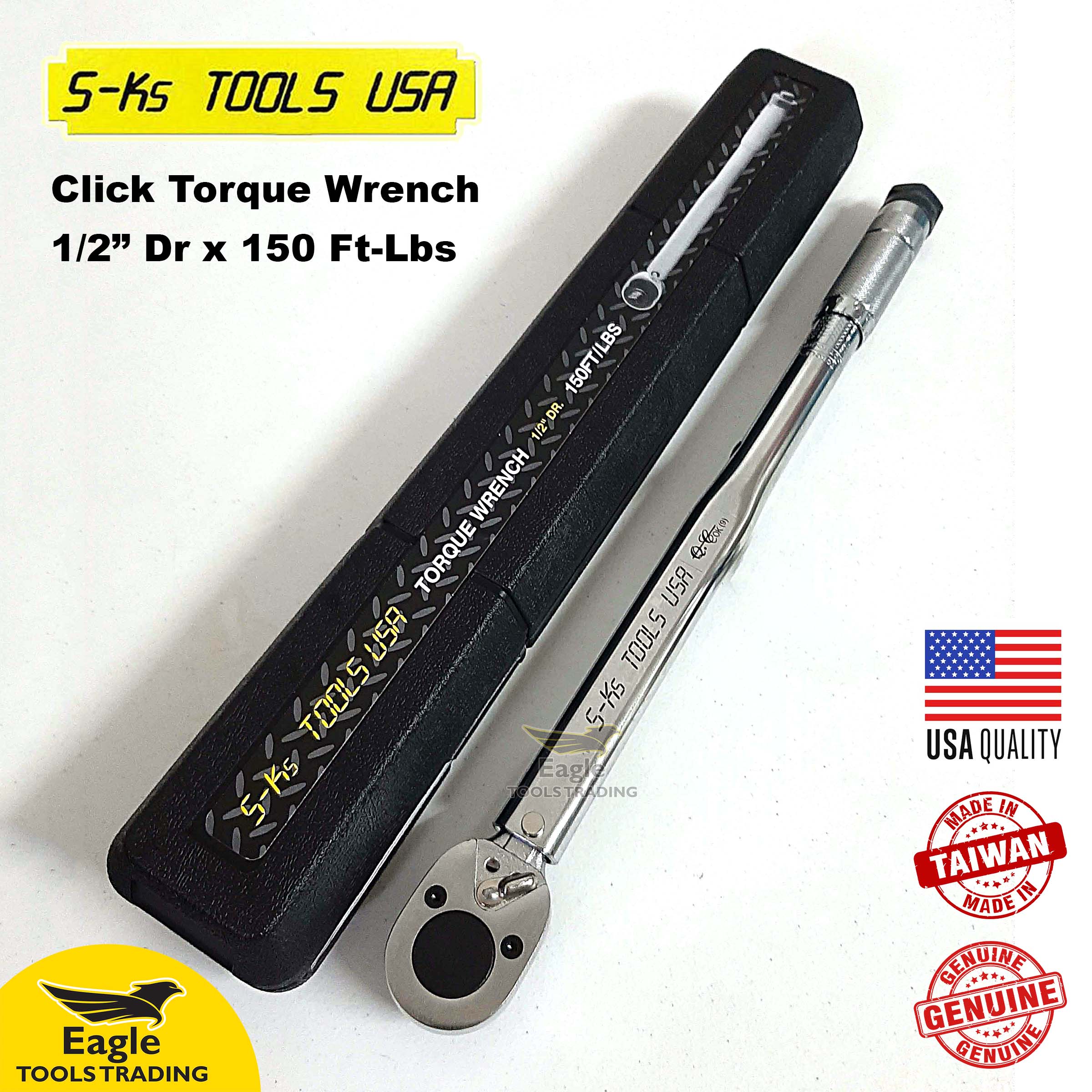Click Torque Wrench 1/2" Drive 20 x 150 ft lbs Sks Tools USA click