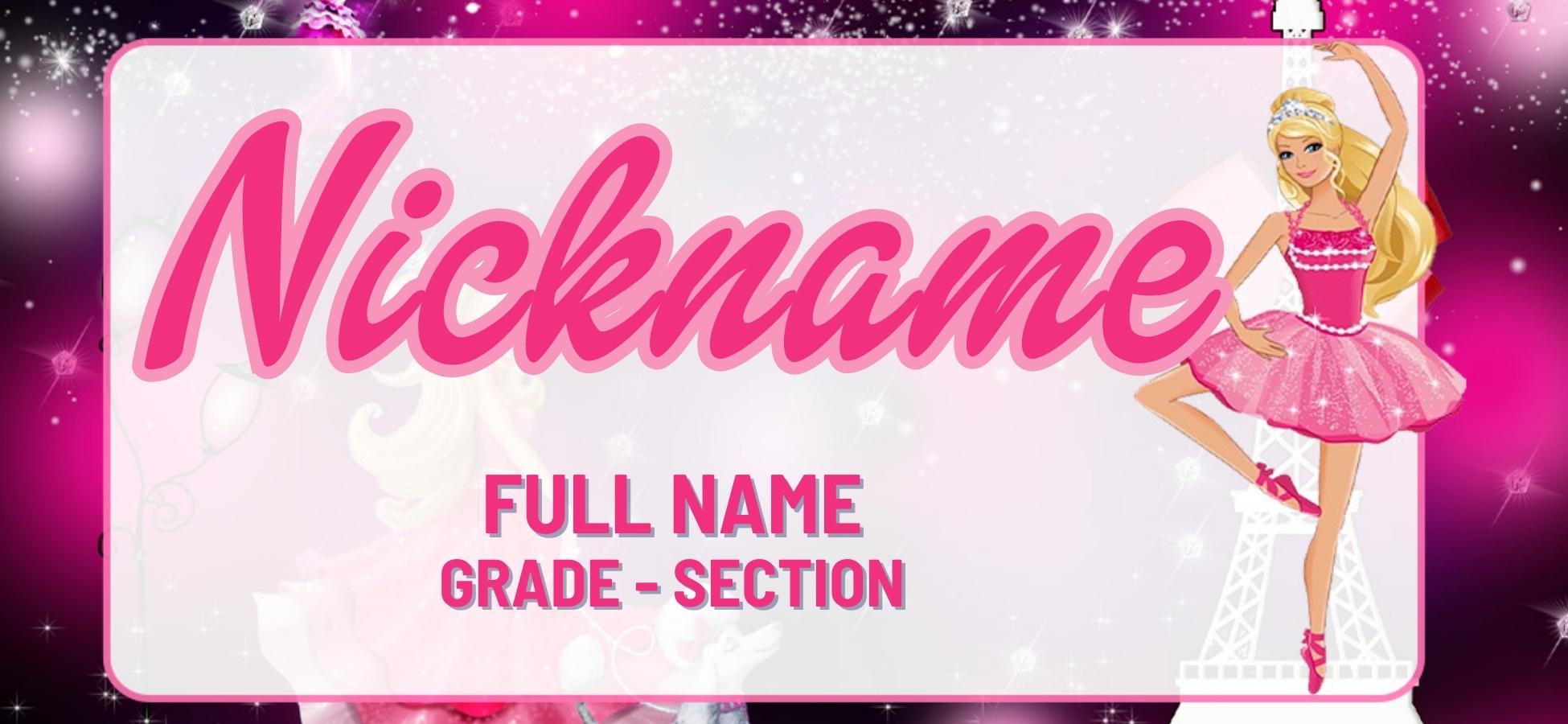 BARBIE Designs Customized PVC Or LAMINATED School Name Tag For Kids