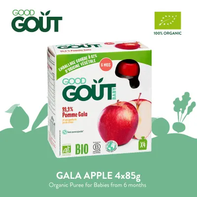 GOOD GOUT Gala Apple 4x85g Organic Fruit Puree for Babies 6 months+ and Young Children
