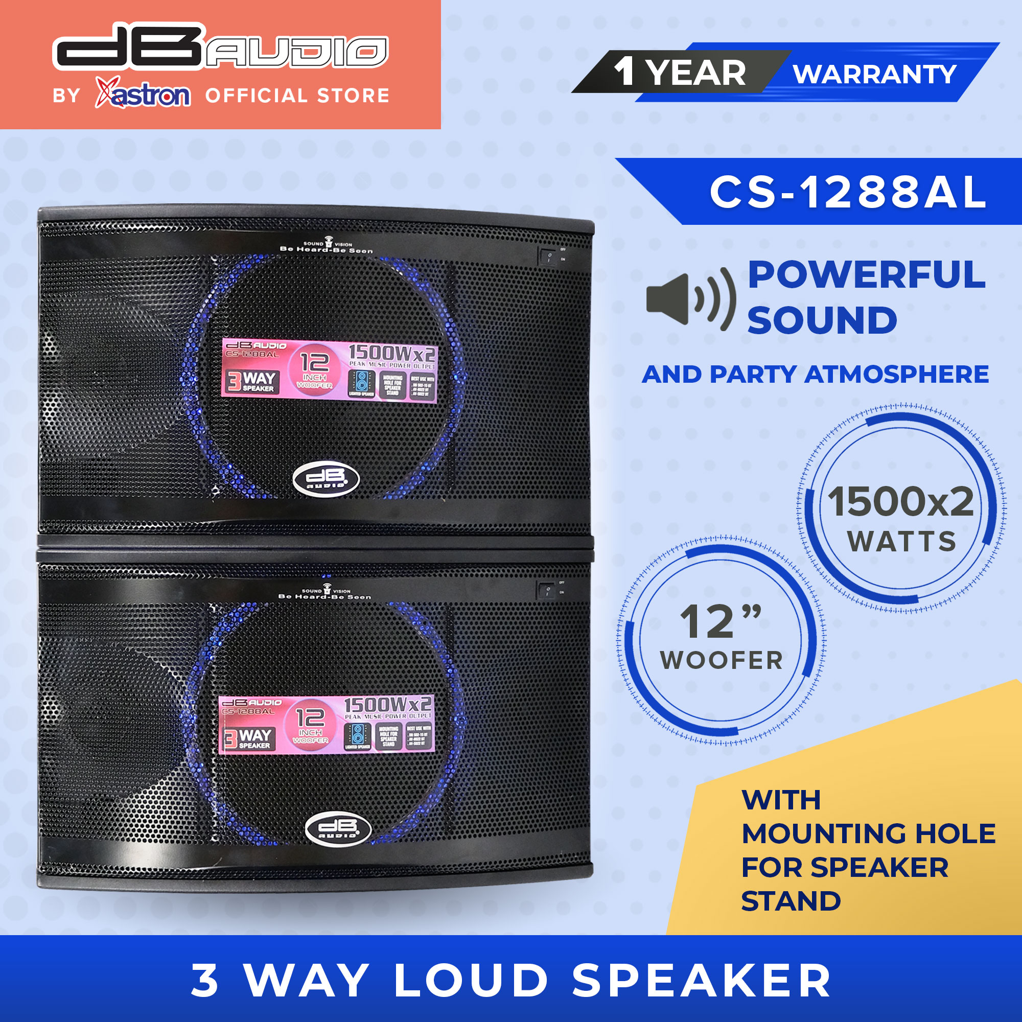 Db Audio CS-1288AL 3 way loud speaker | 1500 x 2 watts | 12" woofer