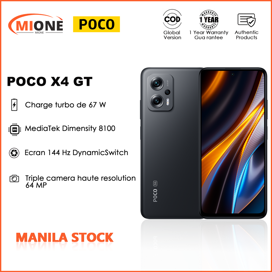 Mione】POCO X4 GT 8+128GB/ 8+256GB Pocophone MediaTek Dimensity 8100 67W  Charging 64MP Triple Camera Manila Stock 100% legit with Earphone Freebie