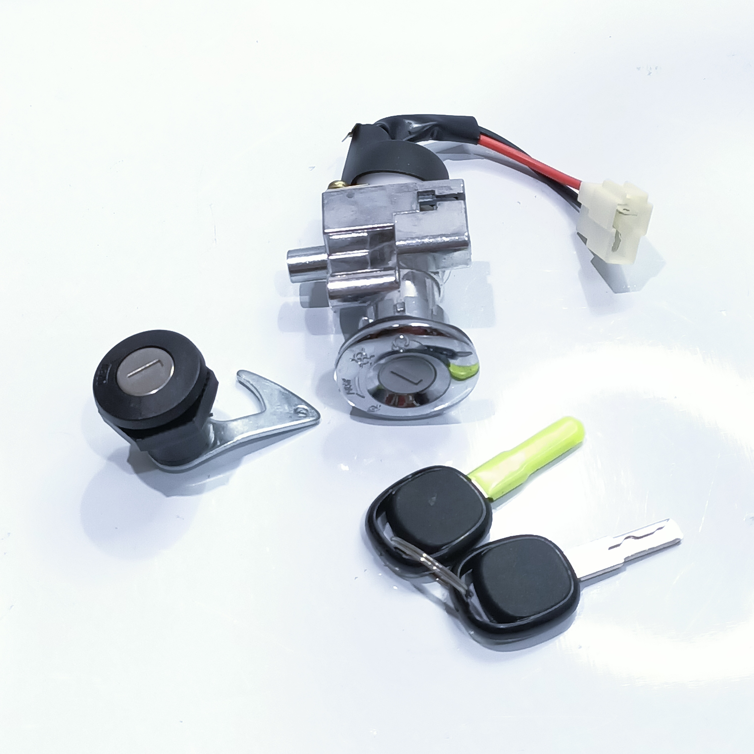 ebike ignition key, with hook key for top box locking system