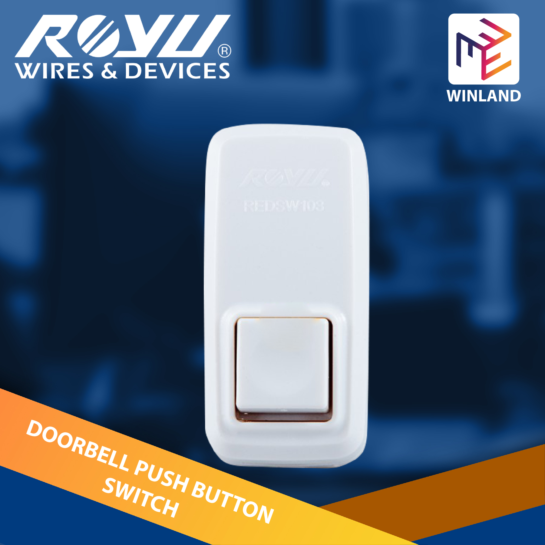 ROYU by Winland Surface Mounted Doorbell Push Button Switch REDSW103