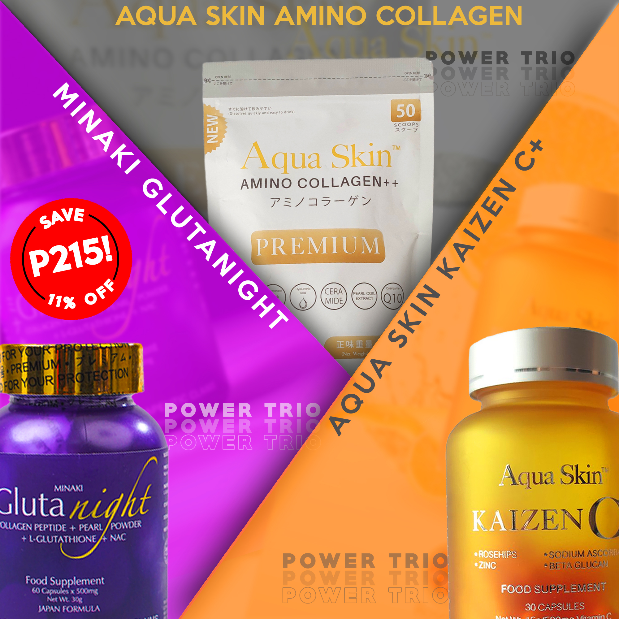 Glutathione Minaki Glutanight Capsules Aqua Skin Amino Collagen