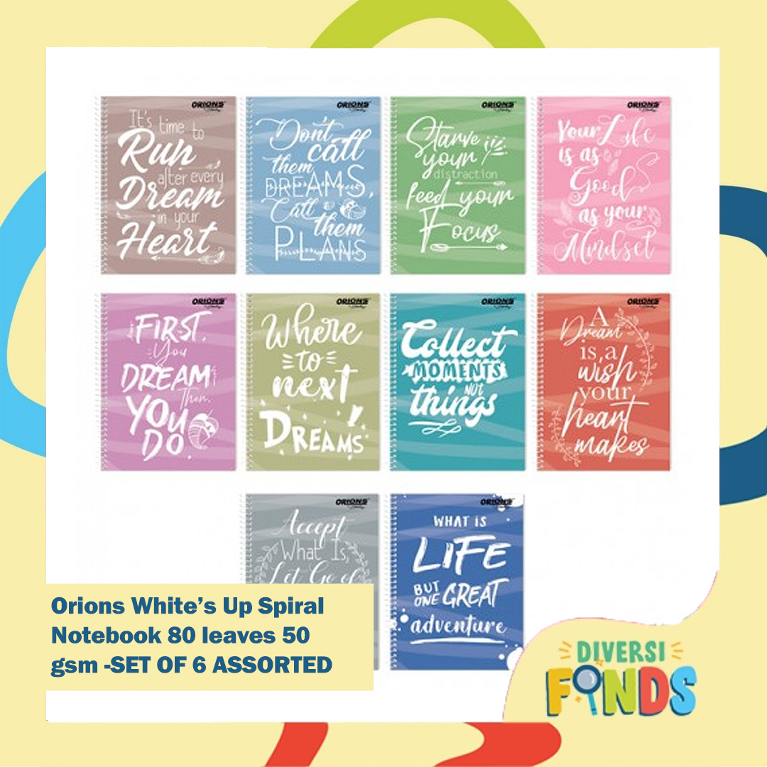 Orions Whites Up Spiral Notebook W/Plastic Jacket 80lvs- Set of 1, 3, 6 ...