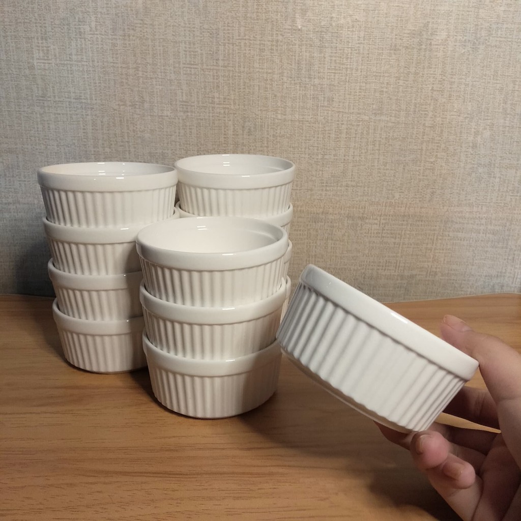 Bulky 12 pcs of 3.5 Inches Ramekin / Soy Dip / Microwave Safe / Ceramic