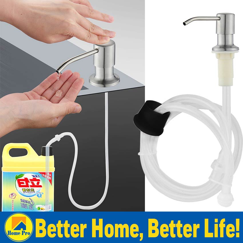 Kitchen Soap Dispenser Pump Head Sink Builtin 304 Stainless Steel with