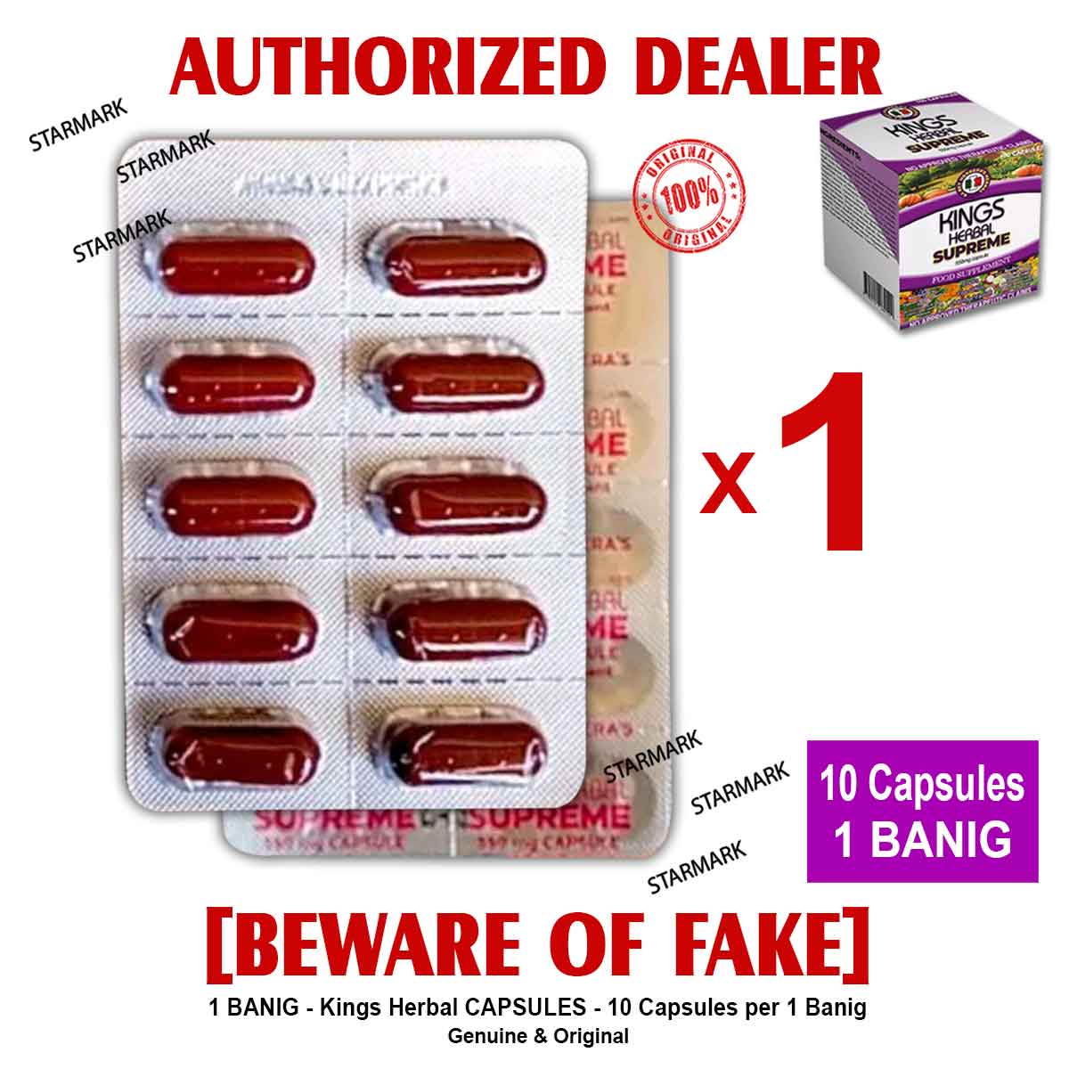 Kings Herbal SUPREME CAPSULES Food Supplement 550mg CAPSULE by REH