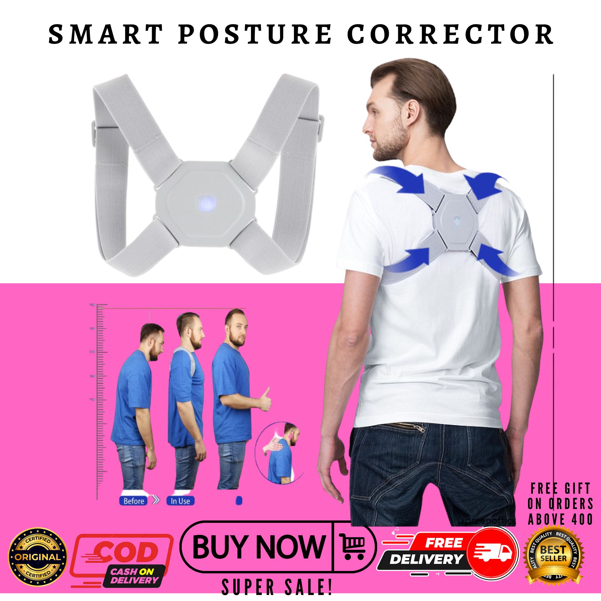 Authentic Smart Posture Corrector for Adult Children Teenager Women Men ...